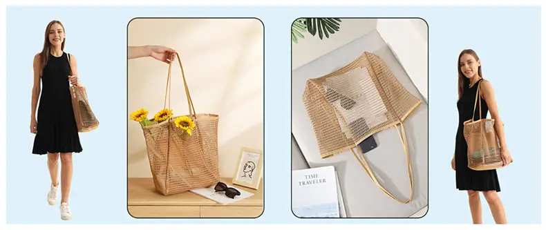 Cross-Border Mesh Shoulder Bag for Men Women Brown Black — feature 16