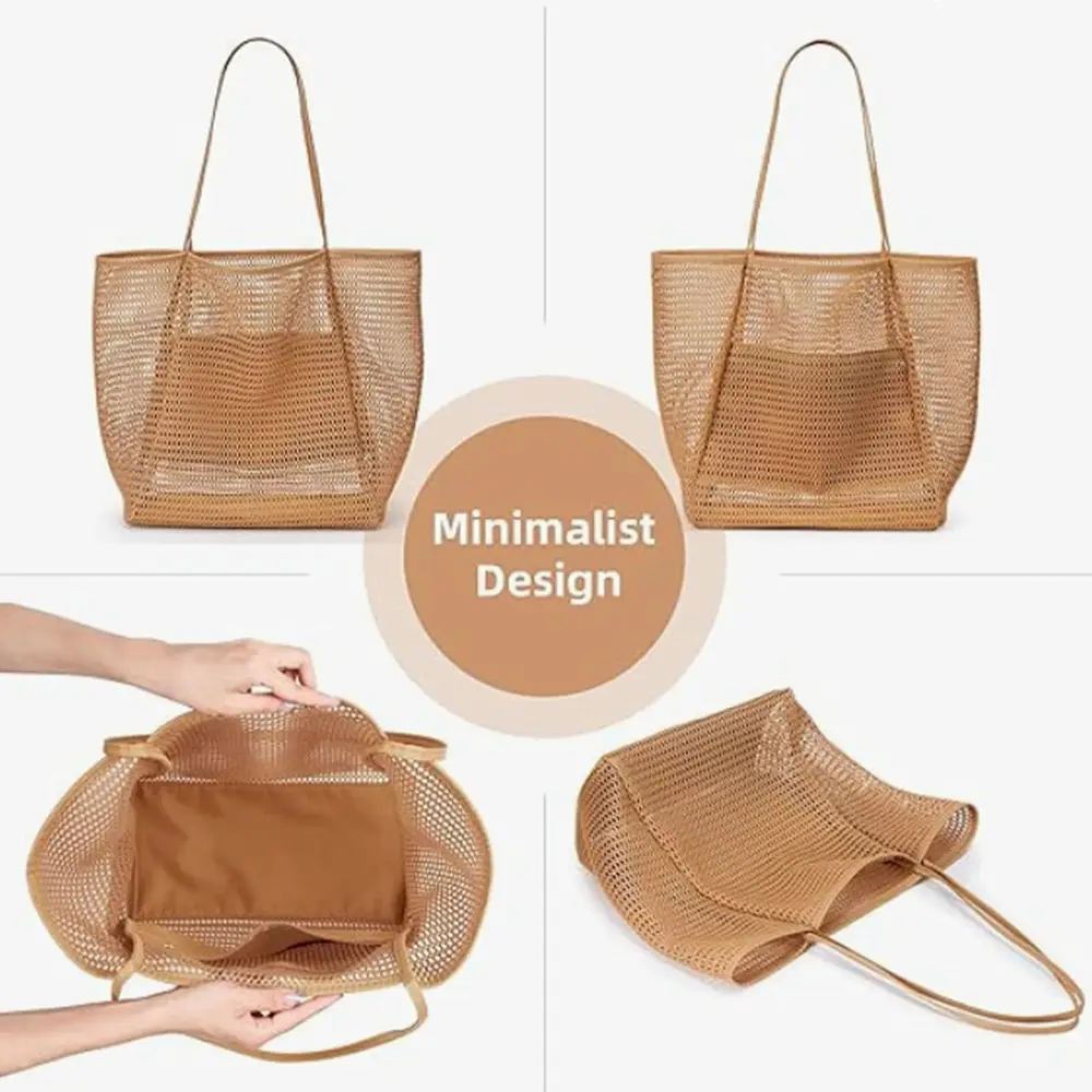 Cross-Border Mesh Shoulder Bag for Men Women Brown Black — feature 8
