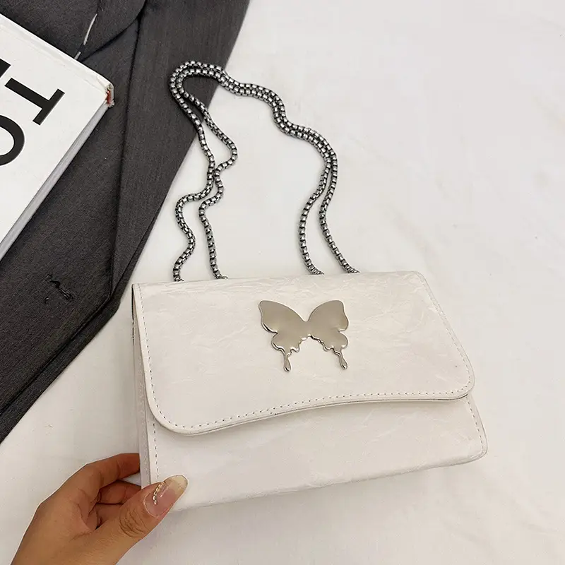 White Butterfly Bow Chain Shoulder Bag for Women - Image 2