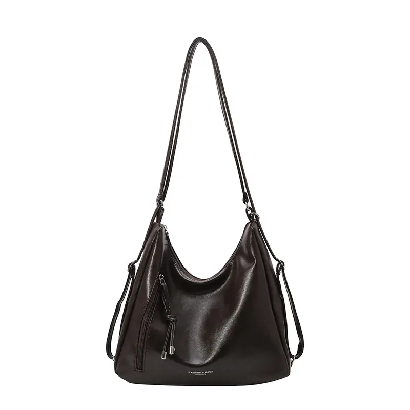 Women's 2-Piece Leather Shoulder Bags Brown Black - Image 8