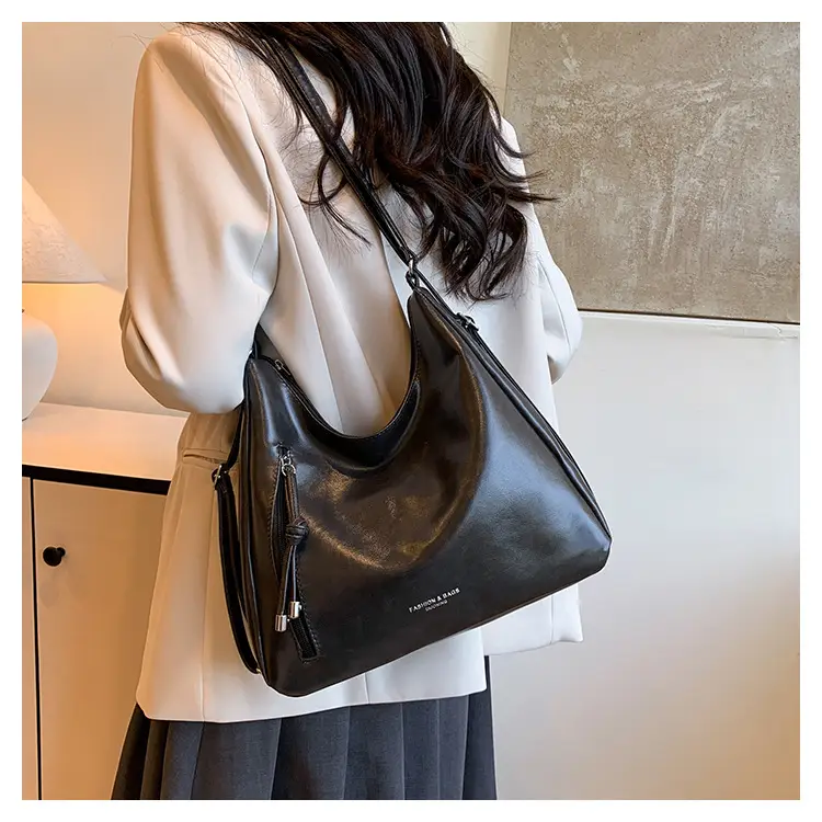 Women's 2-Piece Leather Shoulder Bags Brown Black — feature 15