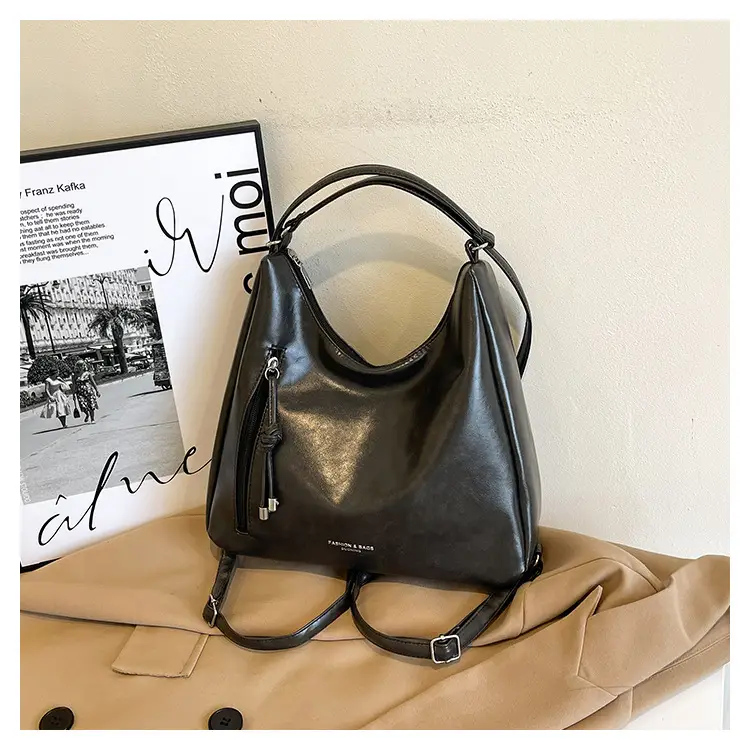 Women's 2-Piece Leather Shoulder Bags Brown Black — feature 30