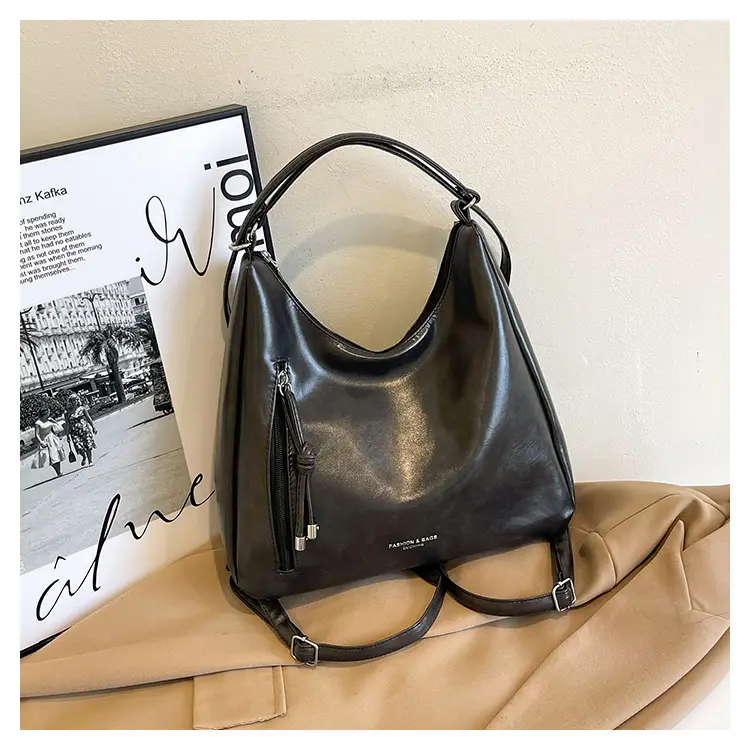 Women's 2-Piece Leather Shoulder Bags Brown Black — feature 31