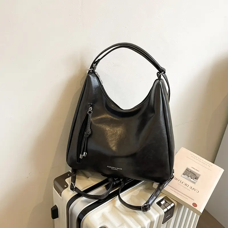 Women's 2-Piece Leather Shoulder Bags Brown Black - Image 3