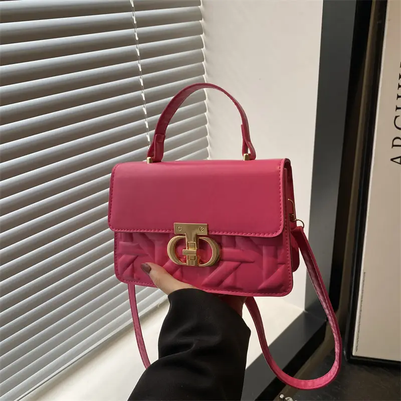 Pink Quilted Women's Crossbody Bag with Gold Clasp