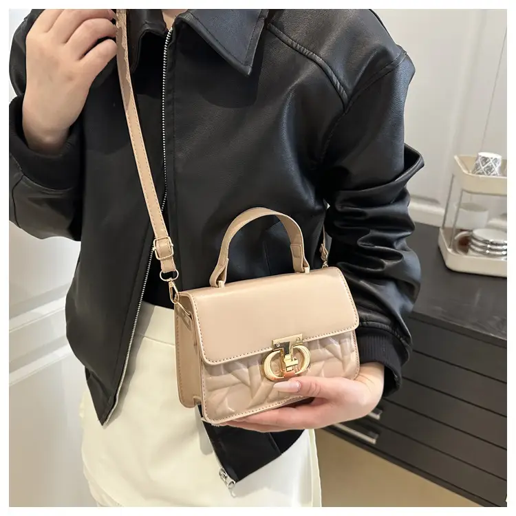 Pink Quilted Women's Crossbody Bag with Gold Clasp — feature 22