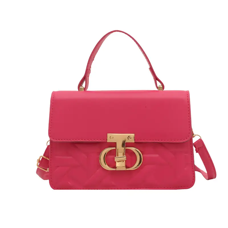 Pink Quilted Women's Crossbody Bag with Gold Clasp