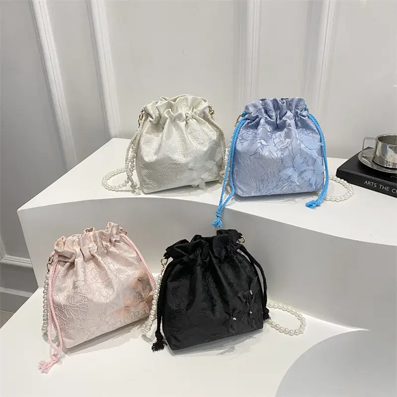 Blue Floral Western Bucket Bag for Women Spring 2025 luggage and leather goods