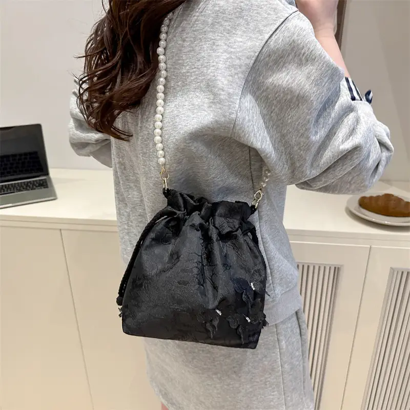 Blue Floral Western Bucket Bag for Women Spring 2025 luggage and leather goods