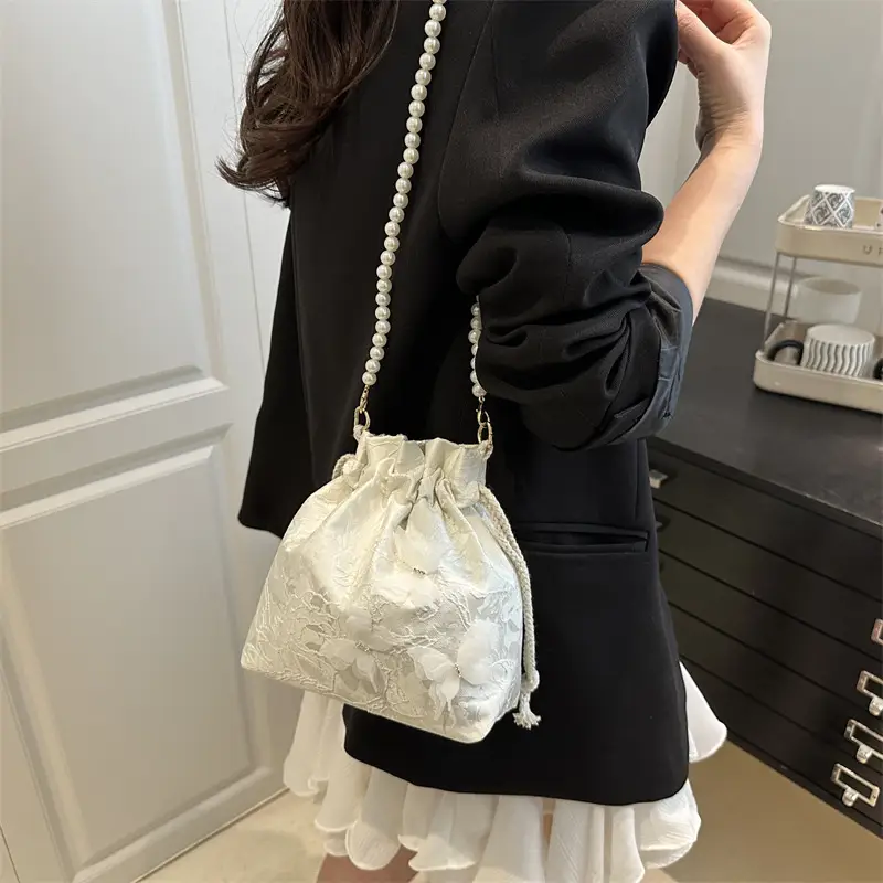 Blue Floral Western Bucket Bag for Women Spring 2025 luggage and leather goods