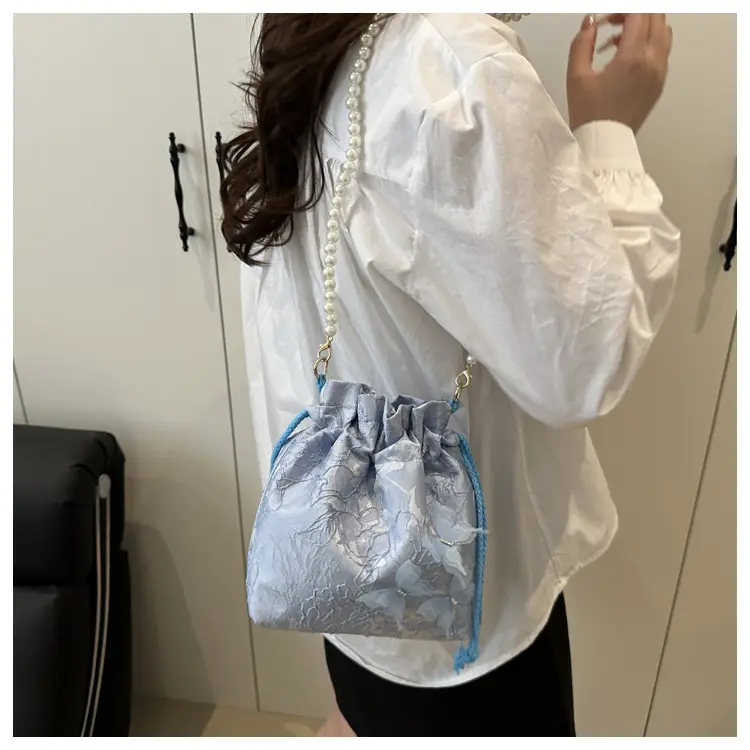 Blue Floral Western Bucket Bag for Women Spring 2025 luggage and leather goods — feature 9