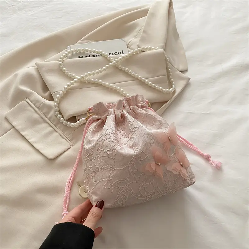 Blue Floral Western Bucket Bag for Women Spring 2025 luggage and leather goods