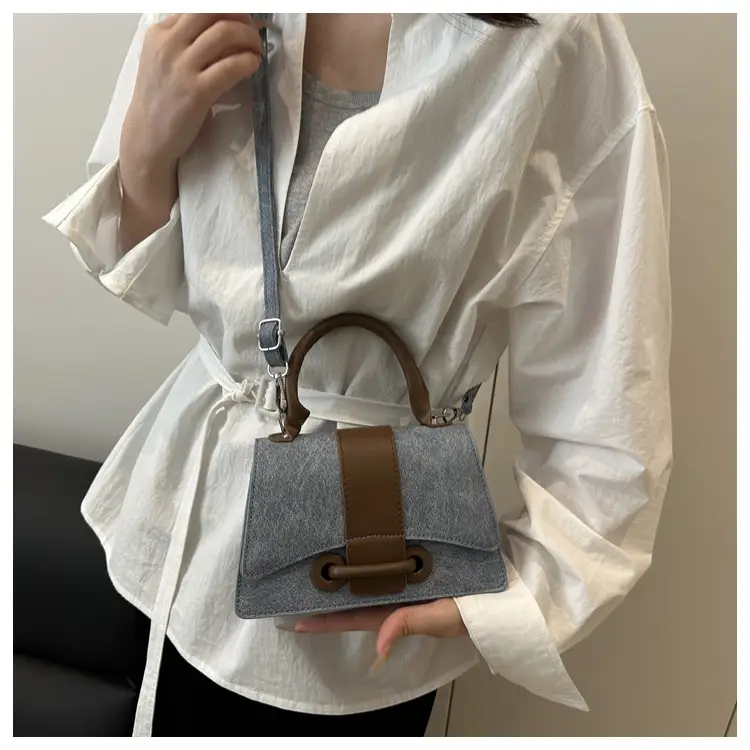 2025 Spring Women's Blue Grey Square Crossbody Bag — feature 9