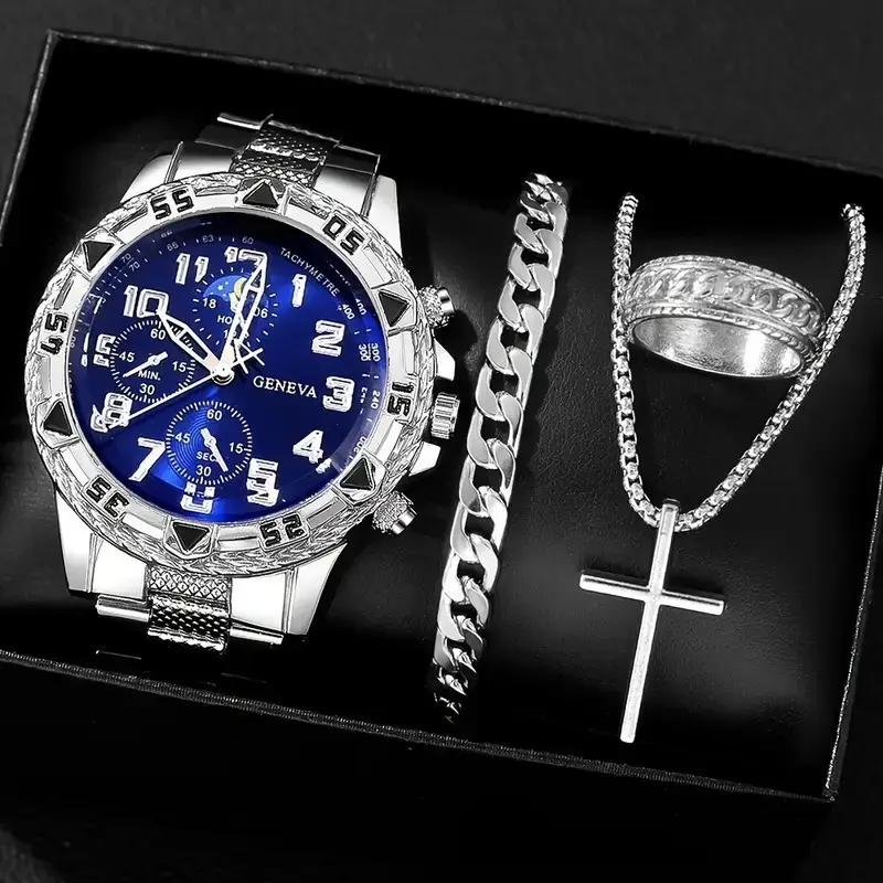 Factory wholesale African hot-selling watches men's high-end sense large dial alloy three-eye watches men's business watches — feature 10