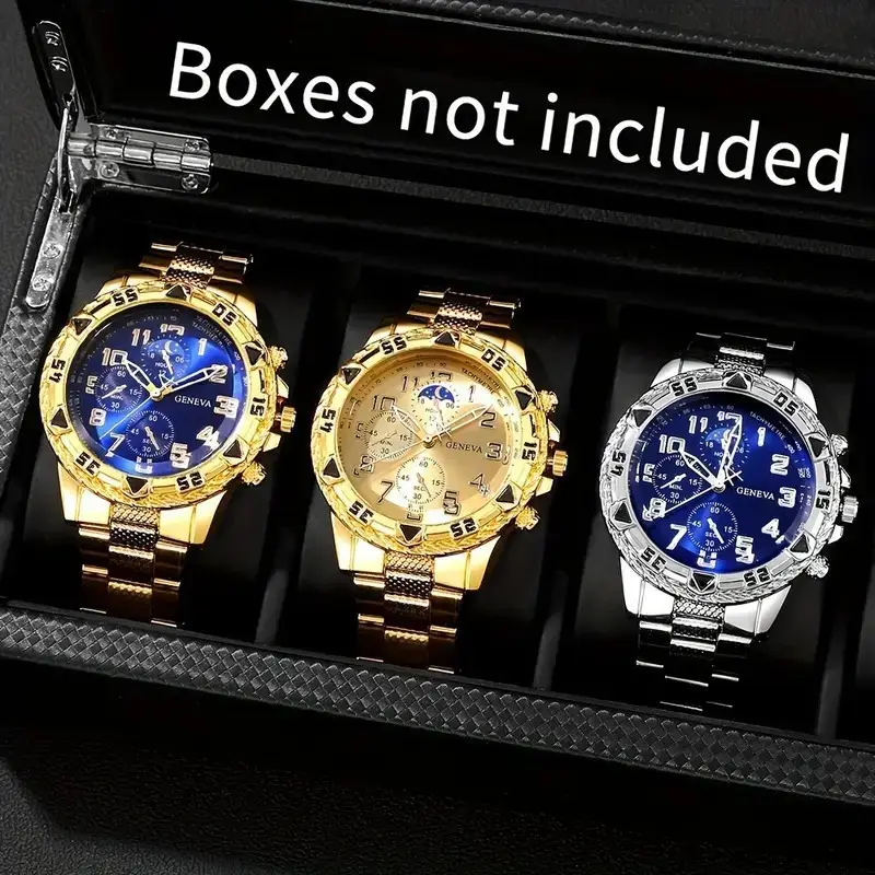 Factory wholesale African hot-selling watches men's high-end sense large dial alloy three-eye watches men's business watches — feature 4
