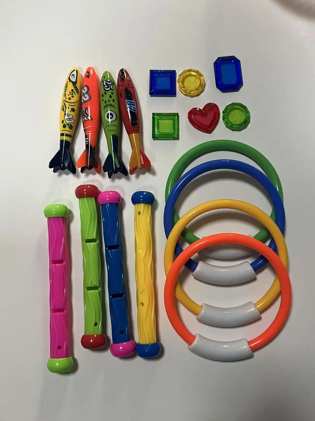 Cross Border Summer Diving Toy Combination Children's Swimming Pool Treasure Hunt Water Shark Spring Clip Gem Torpedo