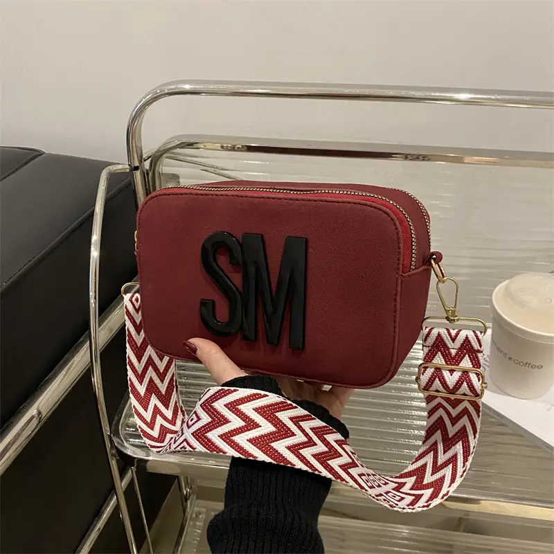 Women Letter Small Crossbody Bag with Zigzag Strap - Image 5
