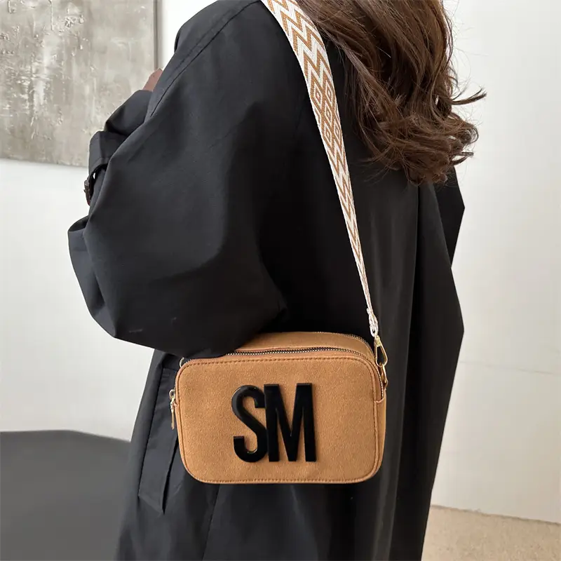 Women Letter Small Crossbody Bag with Zigzag Strap - Image 7