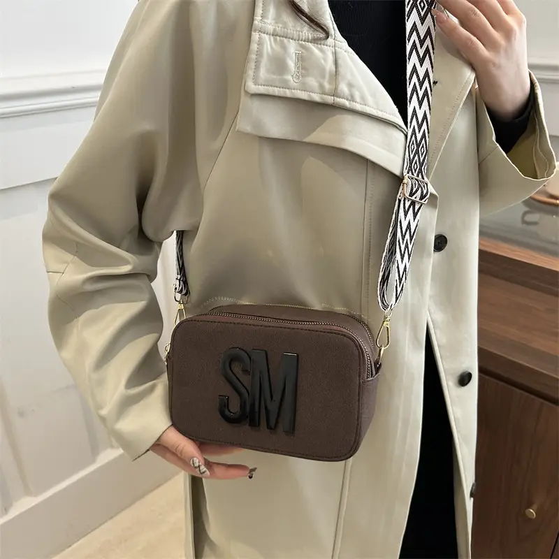 Women Letter Small Crossbody Bag with Zigzag Strap - Image 8
