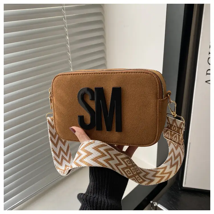 Women Letter Small Crossbody Bag with Zigzag Strap - Image 4