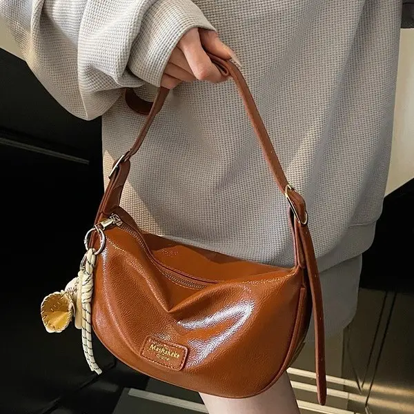 Pink PU Leather Shoulder Bag for Women 2026