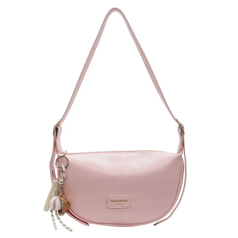 Pink PU Leather Shoulder Bag for Women 2026