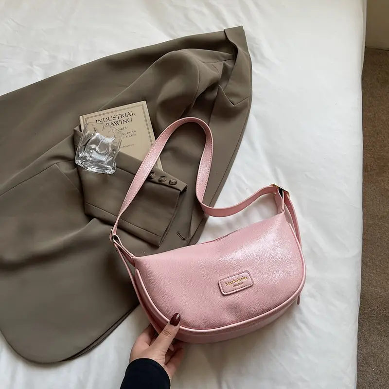 Pink PU Leather Shoulder Bag for Women 2026