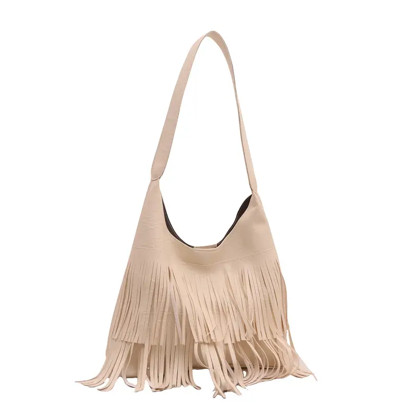 Black Tassel Shoulder Bag for Women Large Capacity - Image 9