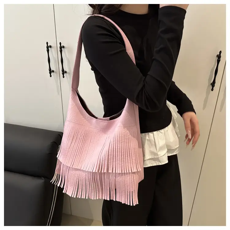 Black Tassel Shoulder Bag for Women Large Capacity — feature 14