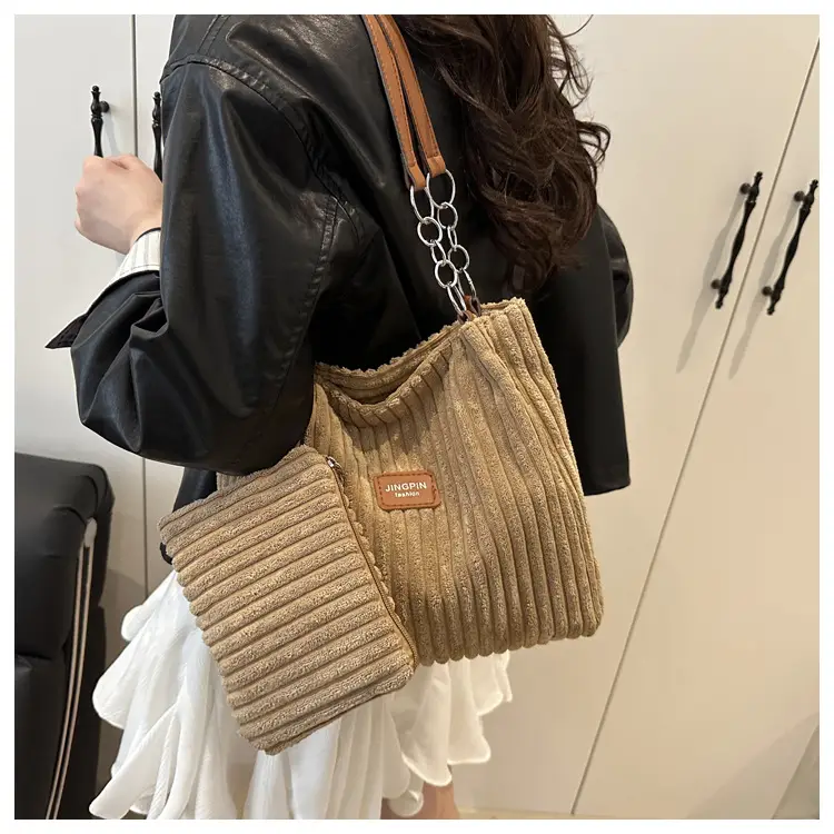 Trendy Women's Beige Faux Fur Shoulder Bag with Crossbody Strap — feature 12