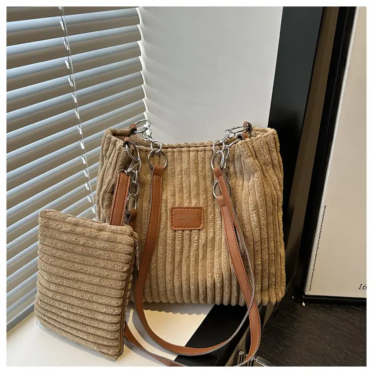 Trendy Women's Beige Faux Fur Shoulder Bag with Crossbody Strap — feature 24