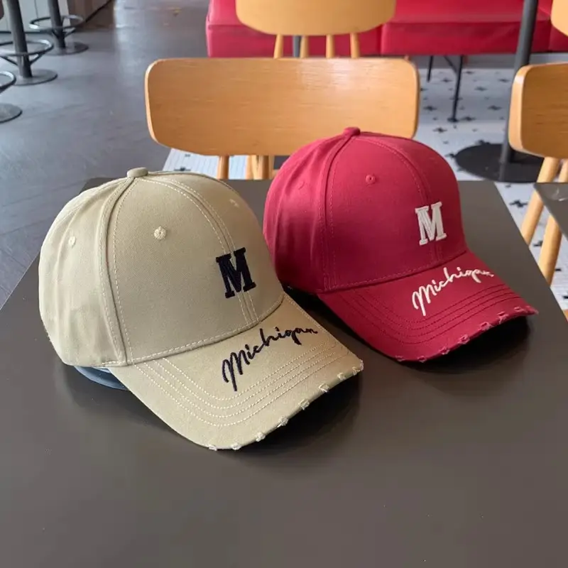 Women's Blue Distressed Cap with Lettered Brim - Image 10