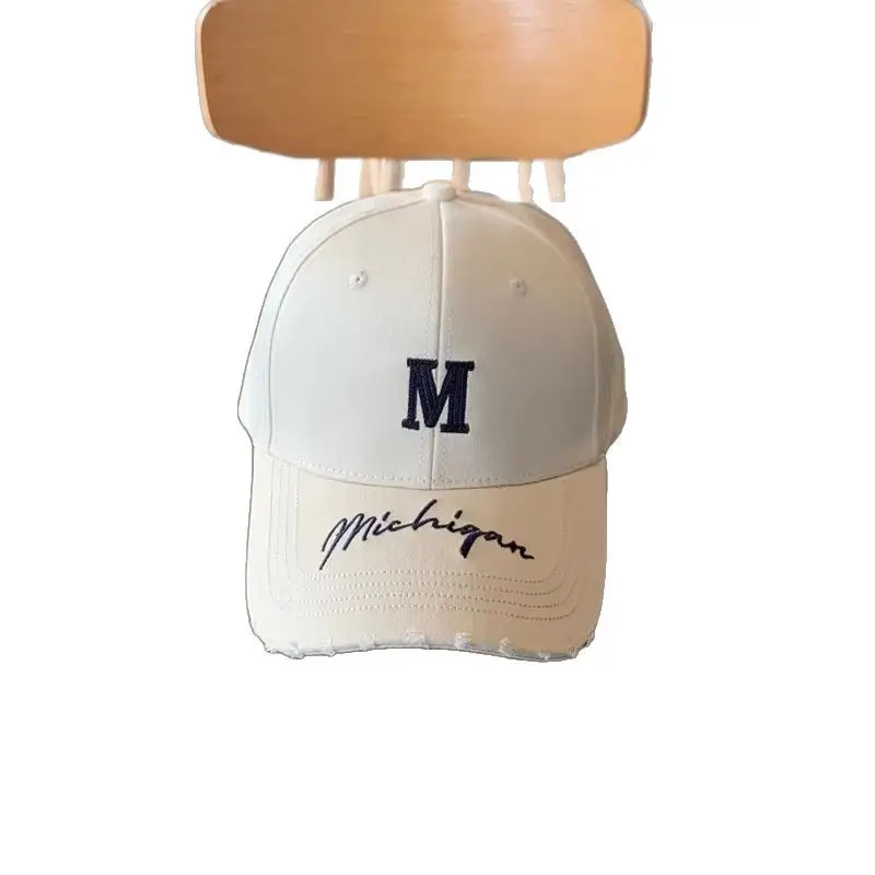 Women's Blue Distressed Cap with Lettered Brim - Image 11