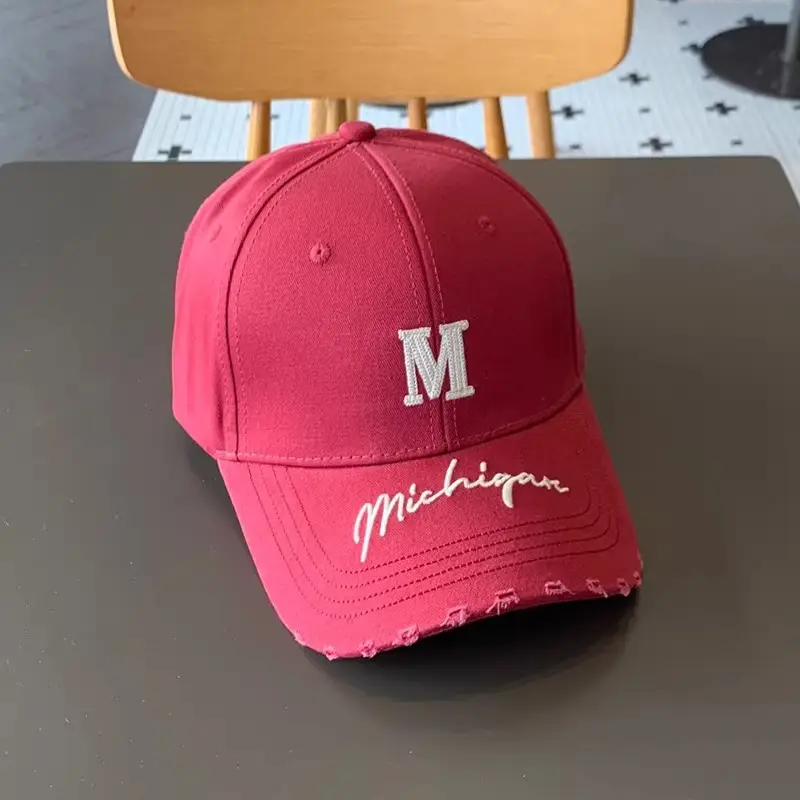 Women's Blue Distressed Cap with Lettered Brim - Image 3