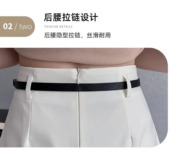 2025 Women's Grey Pleated Belted Shorts Set — feature 10