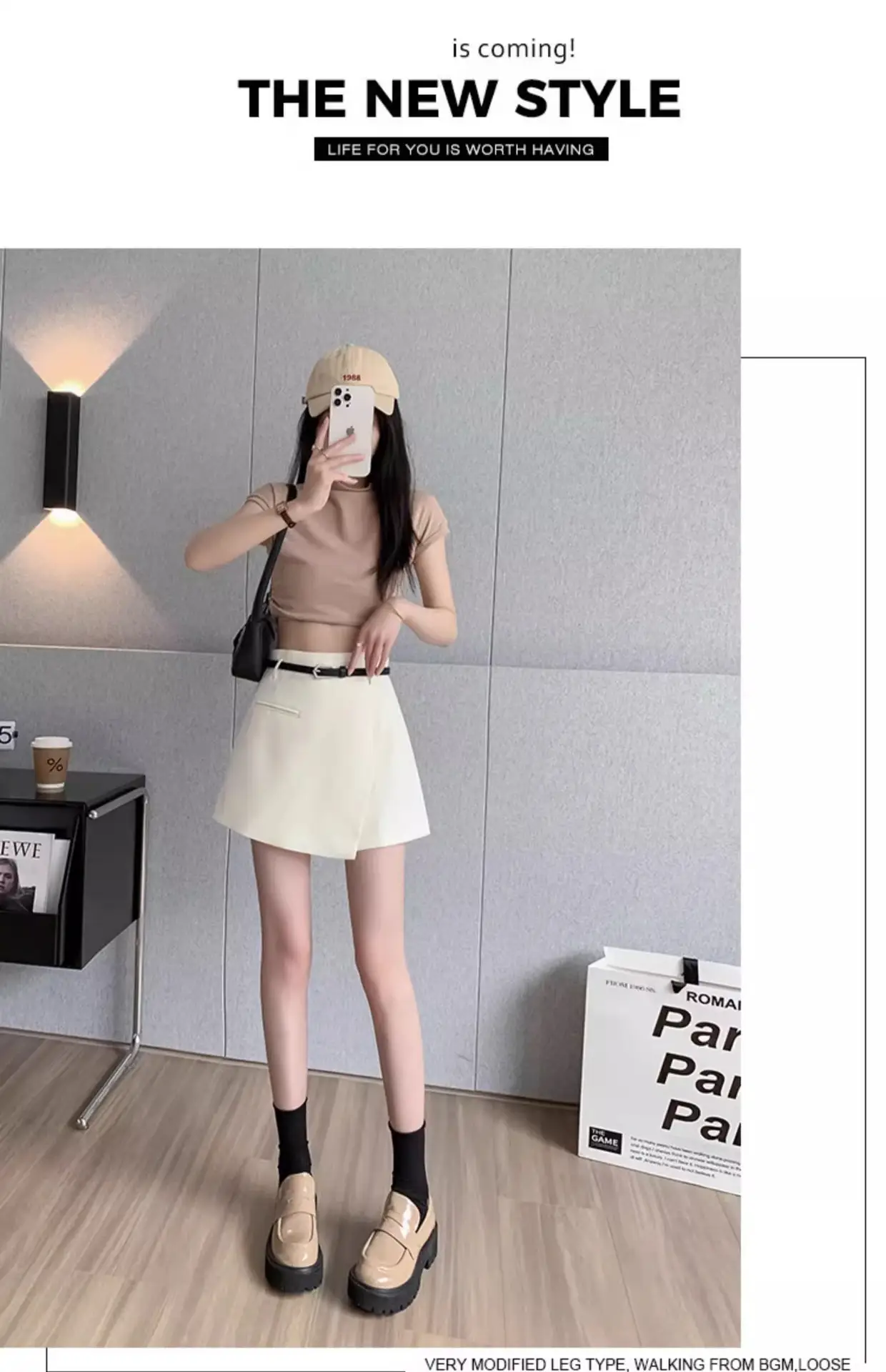 2025 Women's Grey Pleated Belted Shorts Set — feature 17