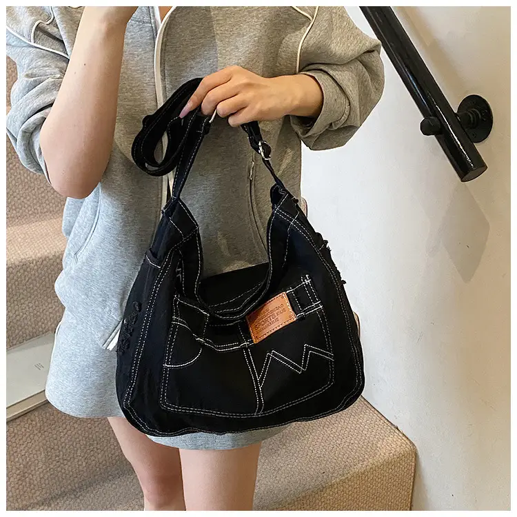 Vintage Denim Tote Bag Black 2025 Summer Work Commuter — feature 11