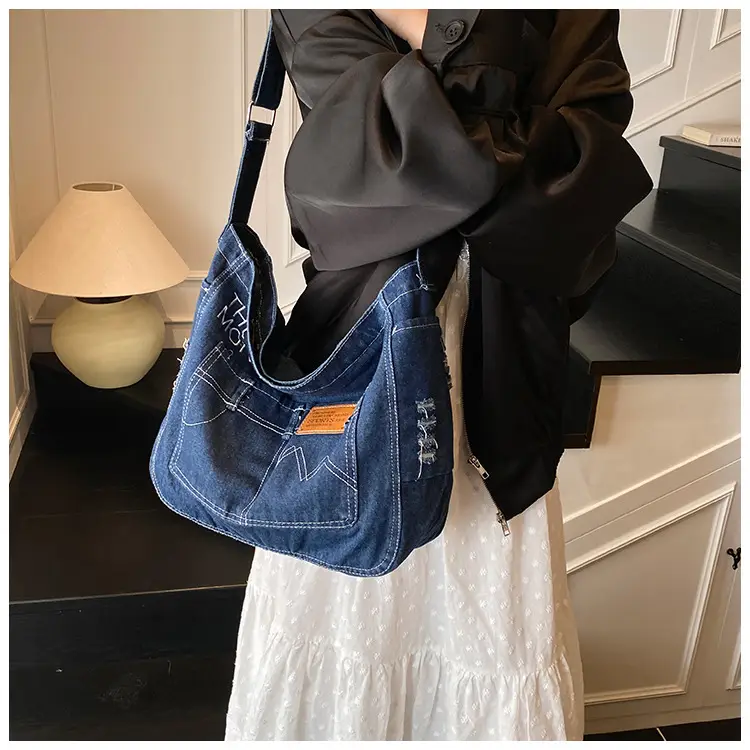Vintage Denim Tote Bag Black 2025 Summer Work Commuter — feature 15