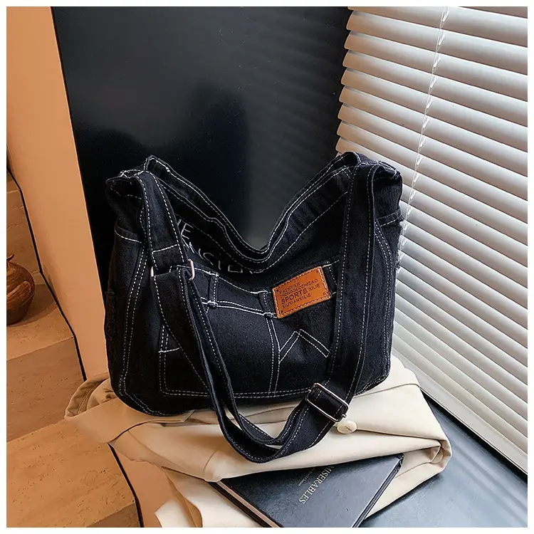 Vintage Denim Tote Bag Black 2025 Summer Work Commuter — feature 23