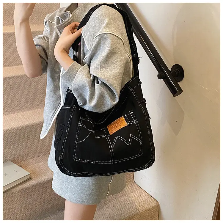 Vintage Denim Tote Bag Black 2025 Summer Work Commuter — feature 8