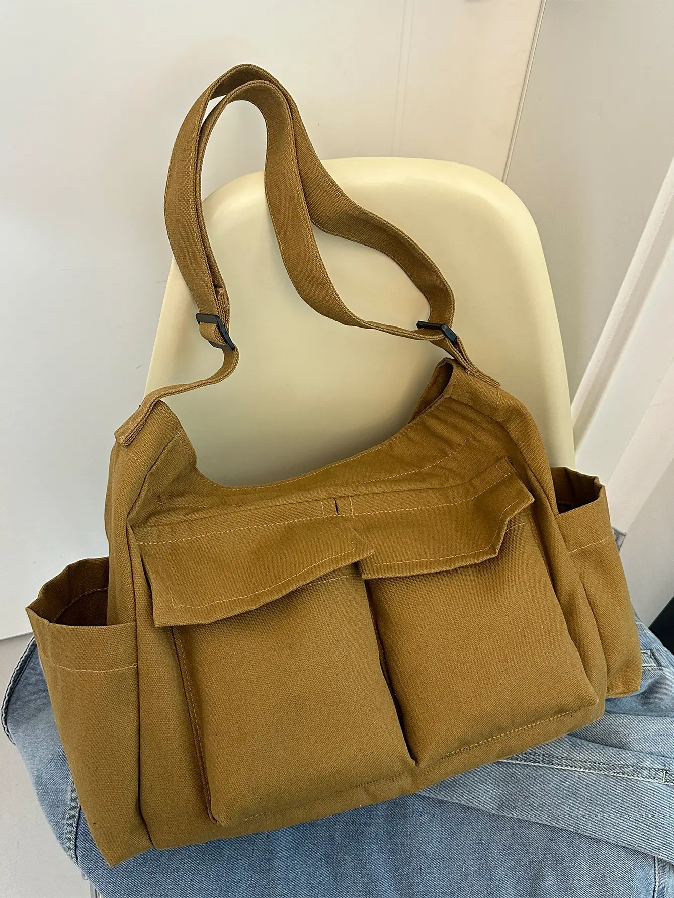 Green Canvas Crossbody Bag for Women Large Capacity 2025 - Image 7