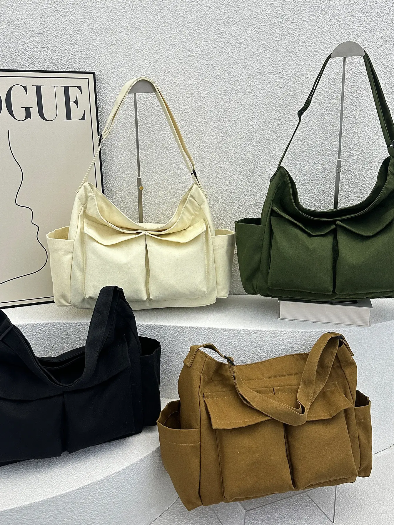 Green Canvas Crossbody Bag for Women Large Capacity 2025 - Image 9