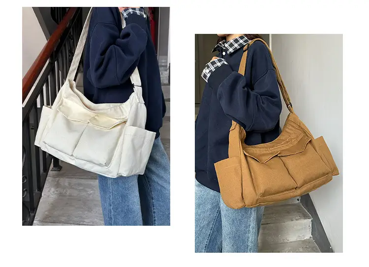 Green Canvas Crossbody Bag for Women Large Capacity 2025 — feature 1
