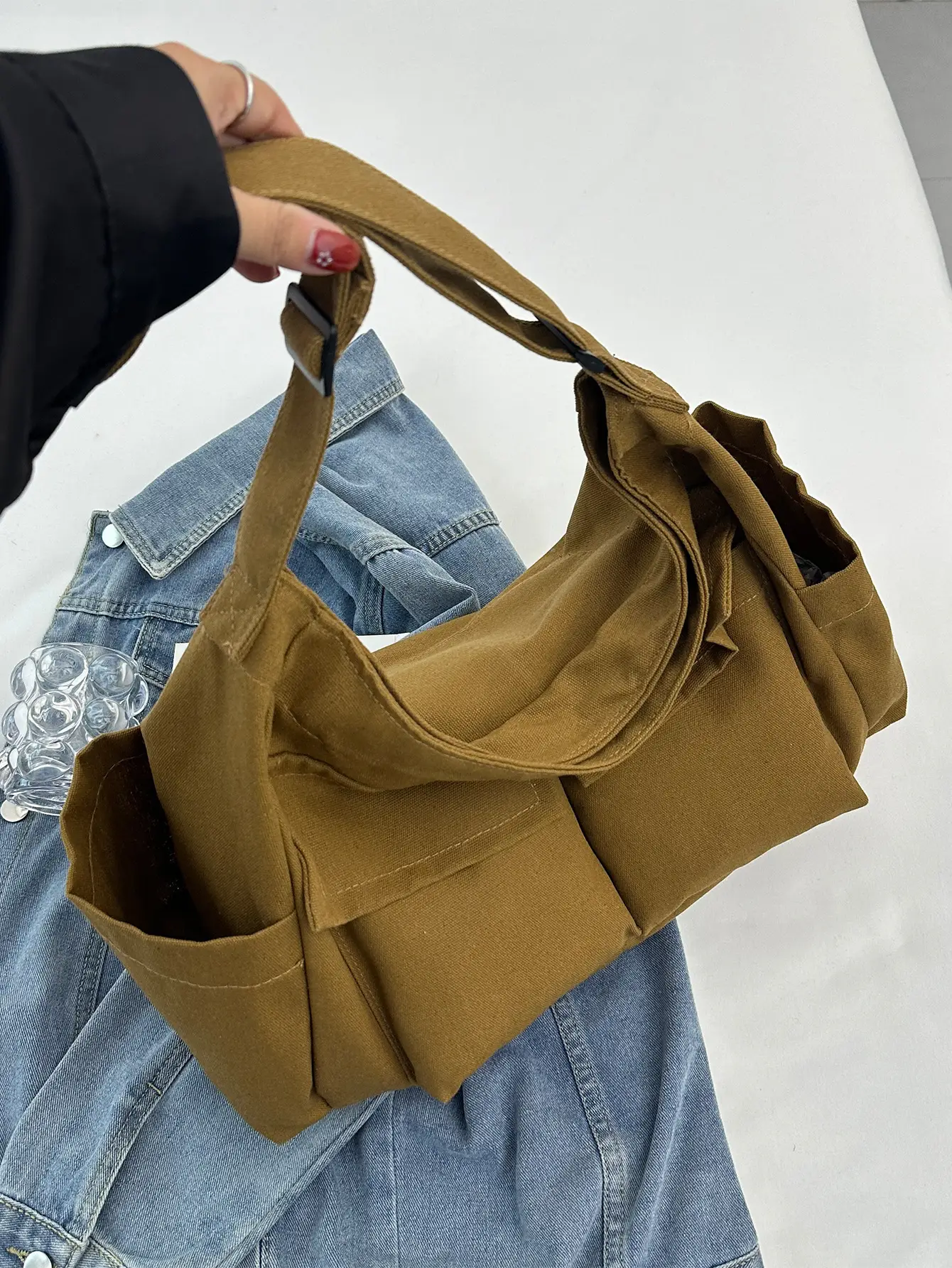Green Canvas Crossbody Bag for Women Large Capacity 2025 — feature 14