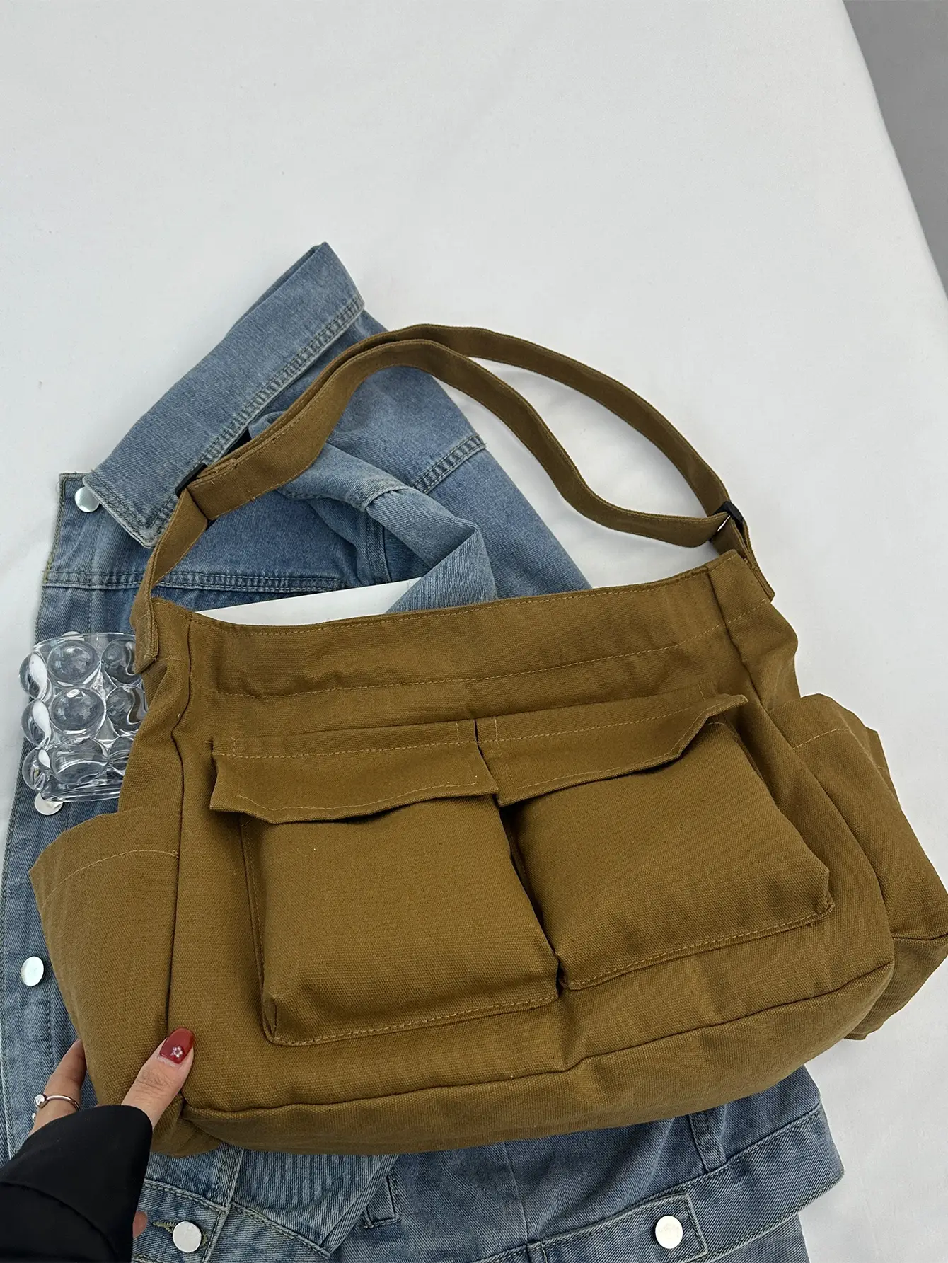 Green Canvas Crossbody Bag for Women Large Capacity 2025 — feature 36