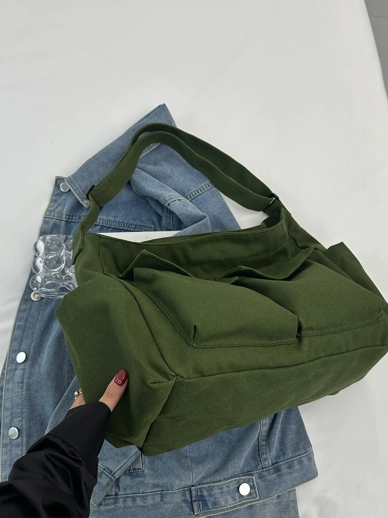 Green Canvas Crossbody Bag for Women Large Capacity 2025 — feature 48