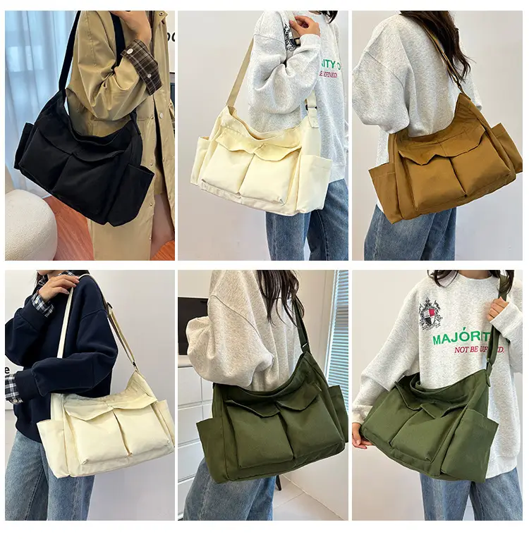 Green Canvas Crossbody Bag for Women Large Capacity 2025 — feature 5