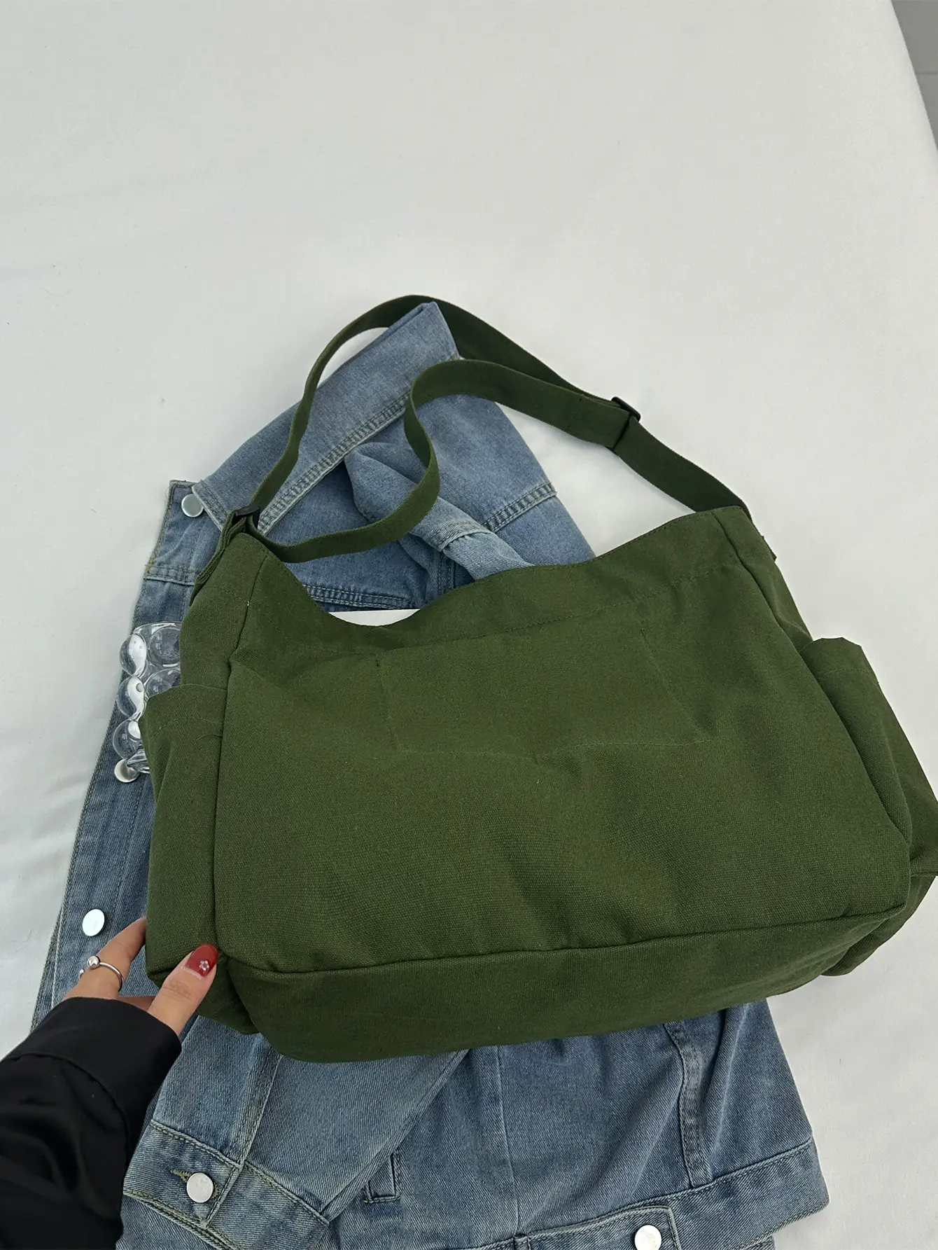 Green Canvas Crossbody Bag for Women Large Capacity 2025 — feature 50