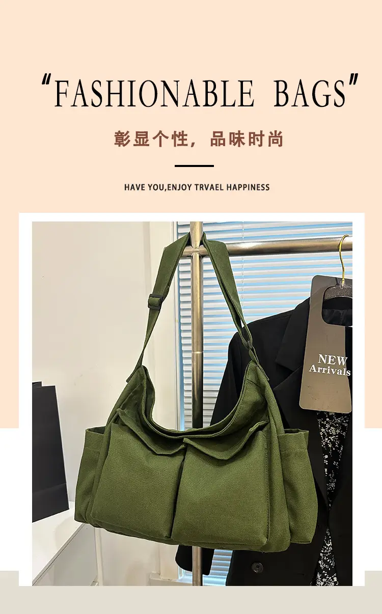 Green Canvas Crossbody Bag for Women Large Capacity 2025 — feature 8
