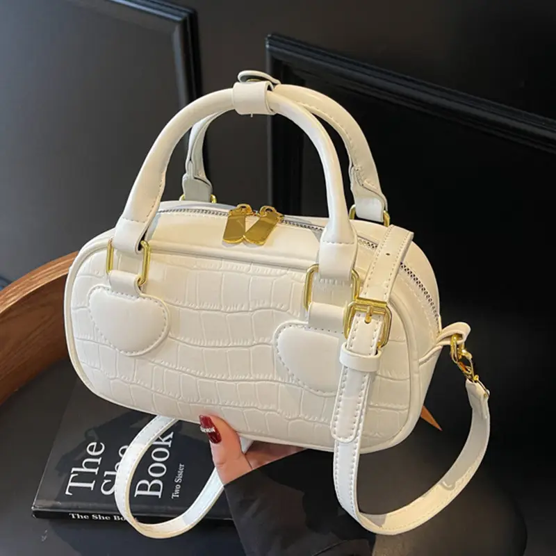 White Croc Texture Crossbody Bag for Women - Image 5